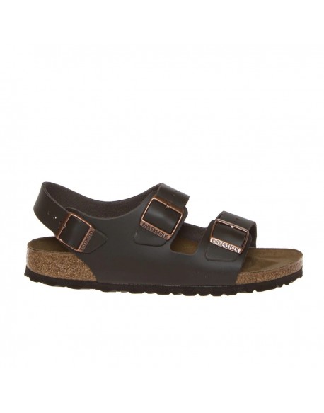 Birkenstock  Milano in pelle dark brown calz. stretta