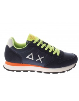 Sun68  Sneaker Tom Flou  pelle e tessuto navy