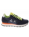 Sun68  Sneaker Tom Flou  pelle e tessuto navy