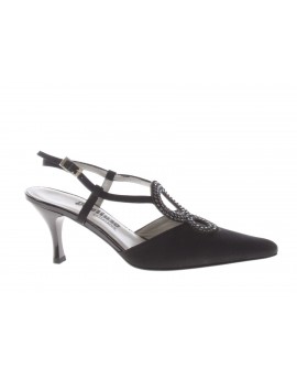 Melluso  Aperto dietro in raso con strass vintage