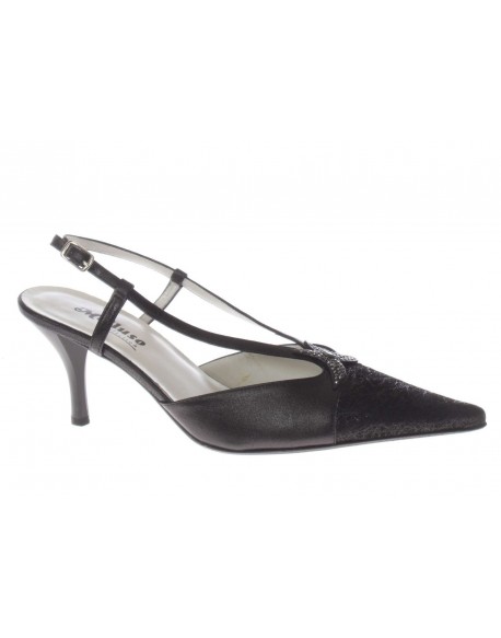 Melluso  Aperto dietro in pelle e strass vintag