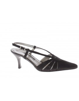 Melluso  Aperto dietro in pelle e strass vintage