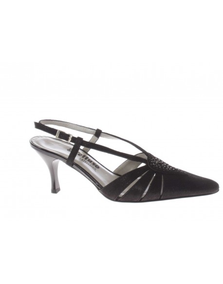 Melluso  Aperto dietro in pelle e strass vintage